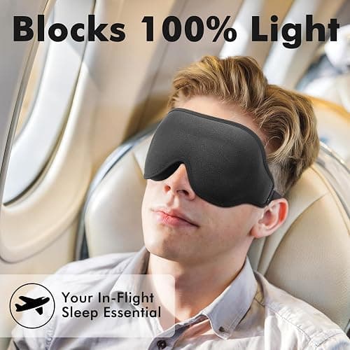Weighted Eye Mask for Sleeping, 3D Contoured Sleep Mask Blackout with Adjustable Strap, Lash Extensions Sleeping Mask for Travel, Eye Cover Blindfold for Men Women (Black, 4.6oz) thumbnail 5