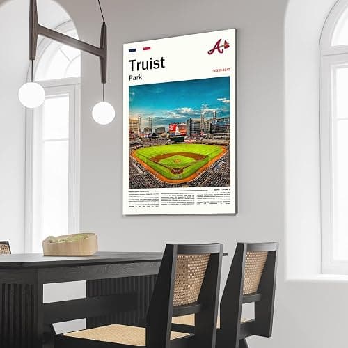 TruistPark Stadium Poster (L17 xW11 Wrapped Canvas) Atlanta Bay Ballpark Wall Art Print, Braves Retro Retro Sports Poster, Gift for Baseball Fans Supporters thumbnail 3