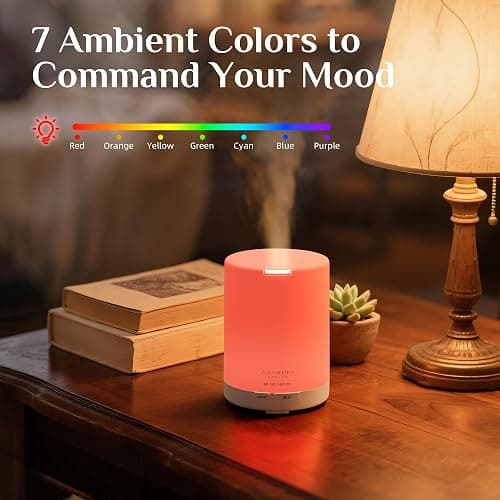 ASAKUKI Essential Oil Diffuser, 5-in-1 Quiet Humidifier, Home Fragrance Aroma Diffuser with 7 LED Color Changing Light and Auto-Off Switch (Pure White) thumbnail 7
