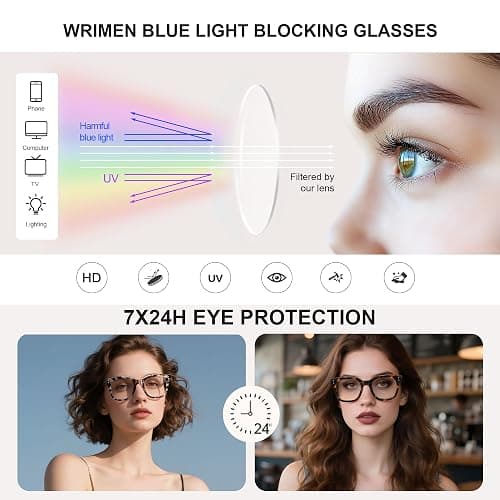 Wrimen Blue Light Blocking Glasses for Women, Bluelight Glasses Womens Relieve UV Glare Eye Fatigue for Work Reading thumbnail 5