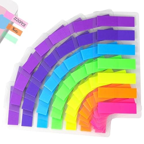 Qufiiry 1120 Pcs Sticky Tabs, Index Tabs, Book Tabs with 7 Color, Writable and Repositionable Page Markers Labels, File Tabs Flags for Reading Notes, Notebook, Books, Classify Files - Image 1