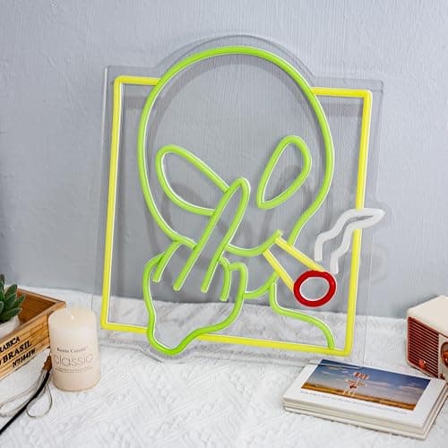 Green Alien Dimmable LED Neon Sign | Wall Decor for Bedroom, Game Room & Home Bar | Kids Birthday Gift thumbnail 7