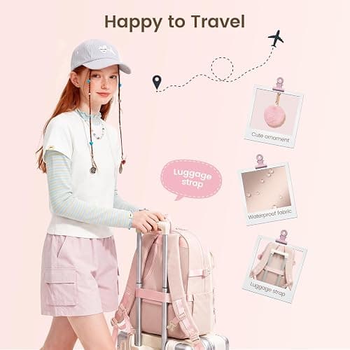 LOVEVOOK School Backpack for Teen Girls,Student Backpack Purse for 8-16 Teenage,Cute Kid Bookbag with Large Cup Holder thumbnail 6