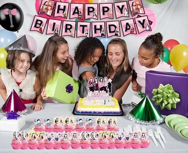 KPOP Black Pink Girl Group Birthday Party Kit Supplies with Cake Topper, Balloons, Banner, Cupcake Toppers & Birthday Sash – Easy Setup Party Supplies for Girls, Teens & Adults thumbnail 7