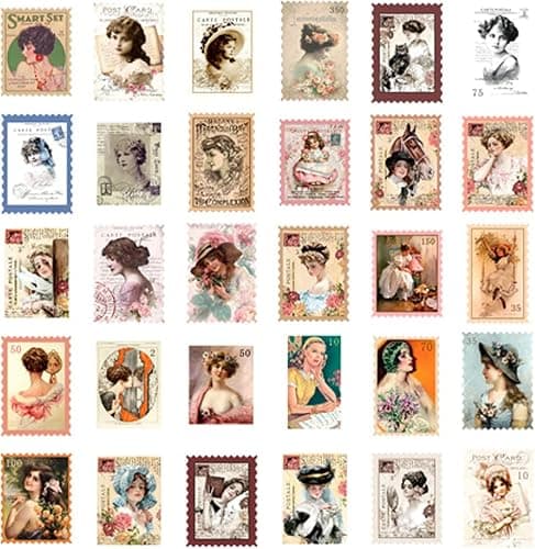240pcs Vintage Postage Stamp Stickers, Aesthetic Botanical Deco Paper Sticker for Scrapbooking, Journaling Supplies, Planners, Kid DIY Art Crafts, Bullet Journal thumbnail 7