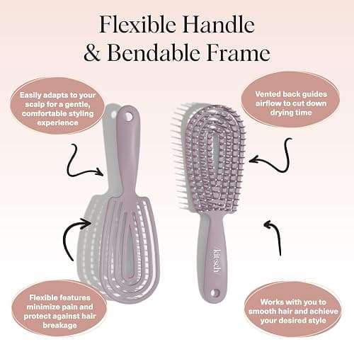 Kitsch Hair Brush Detangler – Flexi Flow Hair Brush for Women, Men & Kids | Detangling Brushes for Curly Hair with Bendable Frame, Bounce Curl Defining Brush for Wet or Dry Strands - Soft Violet thumbnail 4
