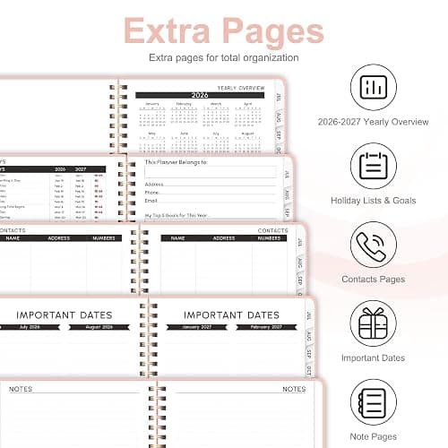 Planner 2026-2027, Weekly and Monthly Academic Planner, July 2026 - June 2027, Hardcover Calendar Agenda Book for School Year Planning, School Supplies for Teacher and Student, A5(6.3'' x 8.5'') thumbnail 6