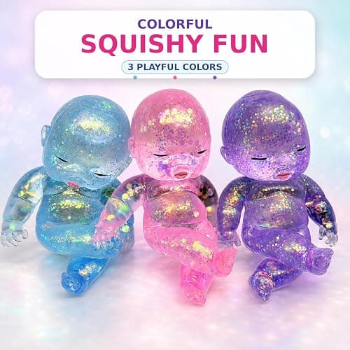 Baby Squishy Oversized Glossy Sparkling Soft Rubber Stress Relief Toy Blue | Teenagers Adults Party Gift Soft Toy to Relieve Anxiety Cute Malt Sugar thumbnail 5
