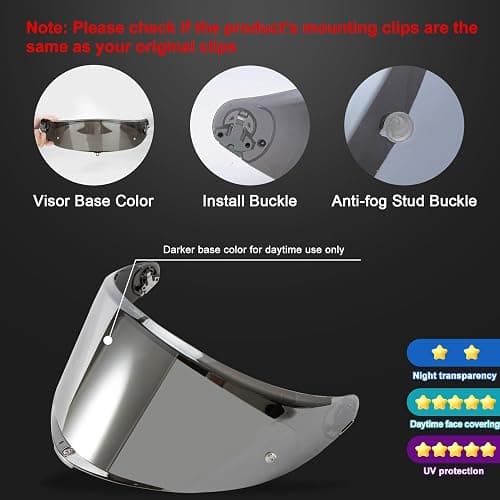 PSLER Helmet Visor for K6 K6s - K6 K6 s Visor Helmet Face Shield Helmet Accessories Replacement for K6 K6s,Silver-Mirror thumbnail 3