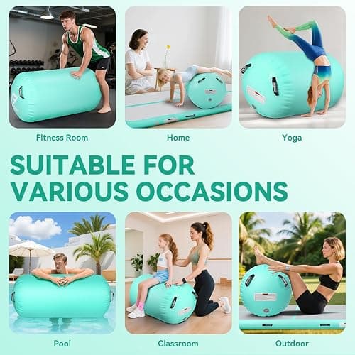 Air Roller Gymnastics Barrel, Inflatable Gymnastics Air Roller Inflatable Air Gymnastics Mat with Electric Pump for Yoga Cheerleading Training Home Outdoor Use thumbnail 4