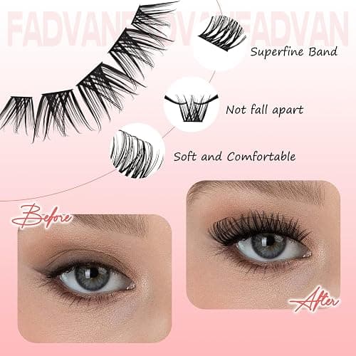 Individual Eyelashes Lash Clusters Kit D Curl Eyelashes Individual Kit Natural Lash Extension Kit with Russian Cluster Lashes Glue Bond and Seal and Lash Tweezers Mix 10-16mm（C3+C9） thumbnail 3