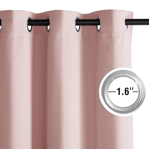 NICETOWN Blush Pink Blackout Curtains 63 Inches Long 2 Panels for Girls Room, Bedroom, Nursery Thermal Insulated Blackout Drapes Solid Grommet Noise Reducing Window Curtains, W40 thumbnail 2