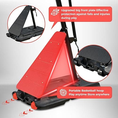 Skytime Basketball Hoop Outdoor,Adjustable Portable Basketbal Goal System with 5.3-10ft Height Stepless Regulation - Black - 44in Backboard Basketball Hoop thumbnail 4