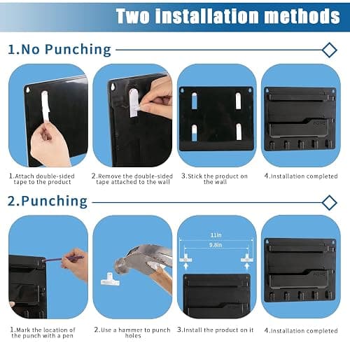 YONGAIJIA Bedside Wall Mount Shelf, Adhesive Bedside Organizer for Remote、Phone、Glasses. Bedside Accessories Storage suitable for College Dorm 、bunk bed 、 Bedroom、Rv（Black） thumbnail 6