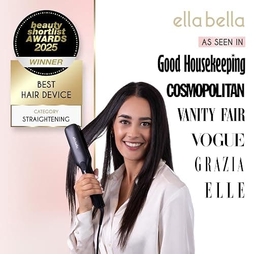 ELLA BELLA® Titanium Flat Iron Hair Straightener (with Infrared) • Professional Straightening Iron • Digital Display to Accurately Control Temperature • As Featured in Good Housekeeping thumbnail 2