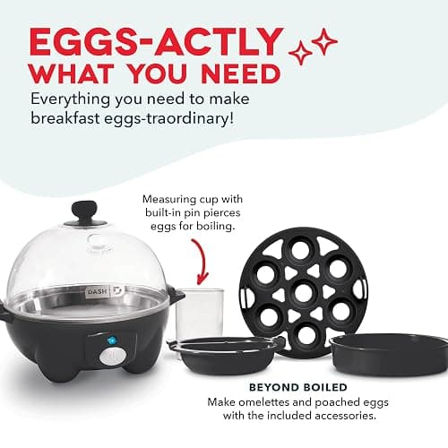 DASH Electric Rapid Egg Cooker for Hard Boiled/Poached/Scrambled Eggs or Omelets with Auto Shut-Off Feature, Black, 7 Egg Capacity thumbnail 5