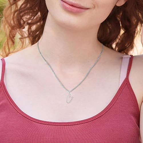 HSWYFCJY Initial Necklace for Women,14K Gold Dainty A-Z Letter Pendant with Heart Choker Necklace Jewelery Gifts,Personalized Cursive Cute Tiny Initial Pendant Necklace for Girls thumbnail 3