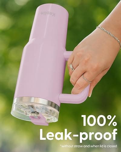 Keplin 40 oz / 1200 ml Insulated Travel Tumbler – Double Wall Stainless Steel Cup with Leak-Proof Lid, Thermal Flask Keeps Drinks Hot & Cold, Dishwasher Safe, Fits Car Cup Holders - Cream Pink thumbnail 6