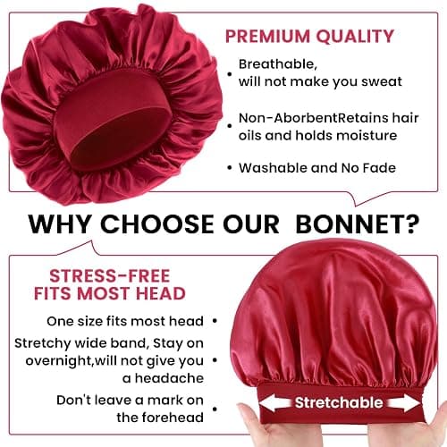 WLLHYF Silk Bonnet for Men, Satin Bonnet Elastic Band Silk Sleep Cap Soft Adjustable Hair Cap Hair Wrap for Women Sleeping thumbnail 2