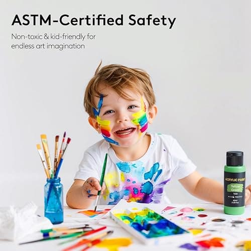 TMOL Acrylic Paint Set, 24 Colors (2 oz/Bottle) with 12 Art Brushes, Art Supplies for Painting Canvas, Wood, Ceramic & Fabric, Rich Pigments Lasting Quality for Beginners, Students & Professional Artist thumbnail 5