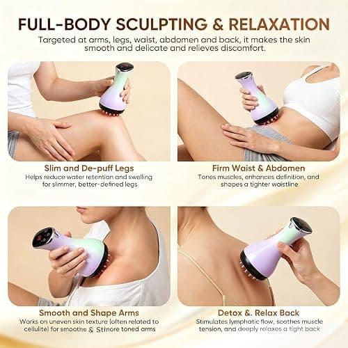 Lymphatic Drainage Massager & Anti Cellulite Massage Tool, 4-in-1 Body Sculpting Machine with Microcurrent, Red-Light, Heat & Vibration, Helps Reduce Stretch Marks & Cellulite, for Legs, Arms & Belly thumbnail 6