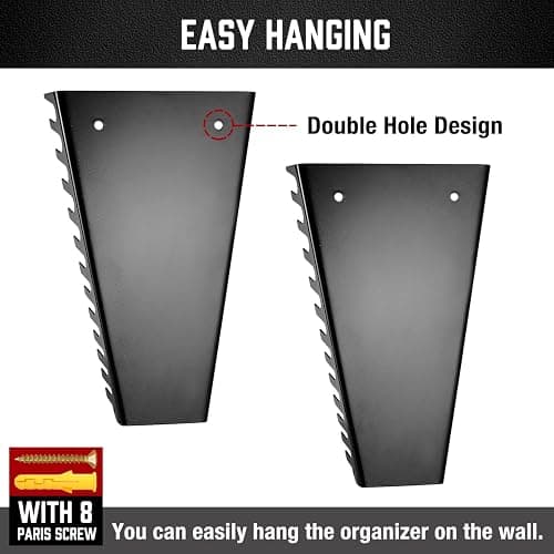 ALOANES 26-Slot Metal Wrench Organizer, Heavy Duty Wrench Organizer Tray for Tool Box, Professional Fit SAE & Metric Wrench Storage, 2 Pack Wrench Holders(Black) thumbnail 6