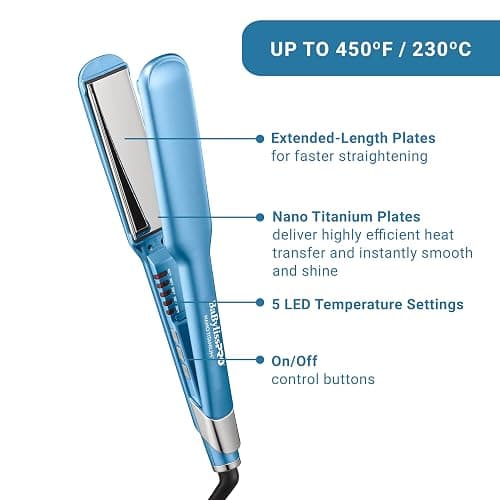 BabylissPRO Nano Titanium Ultra-Sleek Hair Straightener, Flat Iron for All Hair Types thumbnail 2