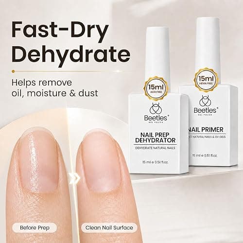 Beetles Nail Dehydrator and Primer Set, 2Pcs 15ml, HEMA-Free | Acid-Free Natural Nail Prep with Fast-Dry Dehydrator and Bond Primer for UV Gel Nails and Professional Salon Use thumbnail 5