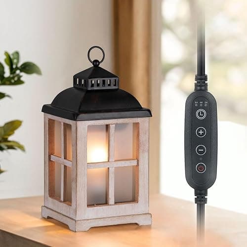 Staymoment Wax Melt Warmer with Timer: Farmhouse Scentsy Lantern Candle Warmer Electric Tart Burner with Lid for Scented Wax - Washwhite - Image 1