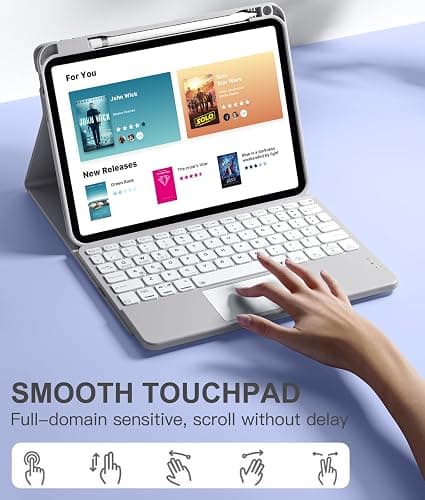 Harvopu Compatible for iPad 11th 10th Generation Case with Keyboard, Folio Cover with Pencil Holder, Multi-Touch Trackpad, 7 Color Backlit, Detachable Keyboard for iPad (A16) 11th/10th Gen (Gray) thumbnail 3