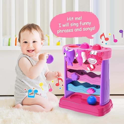 YEGEER Toys for 1 2 Years Old Girls, Musical Toys for 12-18 Months, Interactive Toddler, Montessori Toys, Christmas Birthday Gifts for Baby Kids Toddlers Age 1-2 Years Old (Pink) thumbnail 5