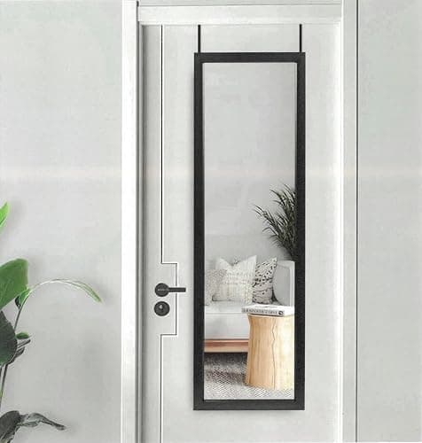 Reflex Sales 129 x 37.5 cm, Overdoor Mirror, Full Length, for Bathroom/Bedroom/Wardrobe (Black) - Image 1