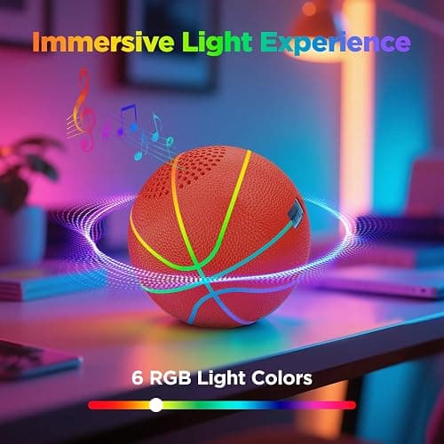 Portable Bluetooth Speaker with LED Lights & Dynamic Bass - Wireless Basketball Speaker for Sports Fans, 8H Playtime, Beat Sync Light Show, IPX4 Splashproof - Ideal Gift for Kids, Teens, Adults thumbnail 3