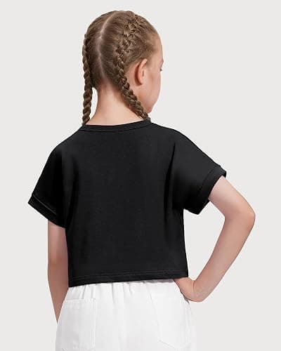 NUMYEAN Girls Crop Tops Short Sleeve T-Shirts for Girl Crew Neck Basic Tee Size 7-14 Years thumbnail 7