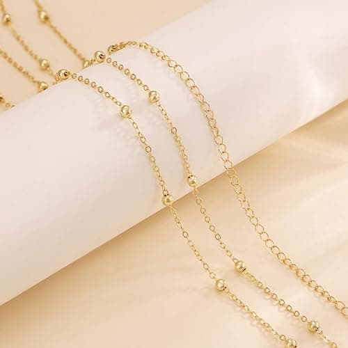 CHESKY Waist Chain for Women, Dainty 14K Gold Plated Belly Chain for The Waist Waterproof Sexy Bikini Satellite Beads Sparkle Chain Simple Body Chain Padme Rave Cleopatra Accessories Costume thumbnail 6