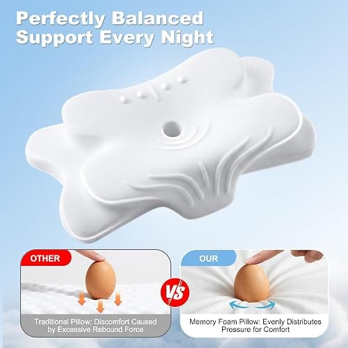 VYLEE Memory Foam Pillow, Neck Pillow, Ergonomic Pillow,Cervical Pillow | Adjustable Ergonomic Orthopedic Pillow for Pain Relief, Contour Neck Support Pillow for Side Back Stomach Sleepers, Grey thumbnail 7