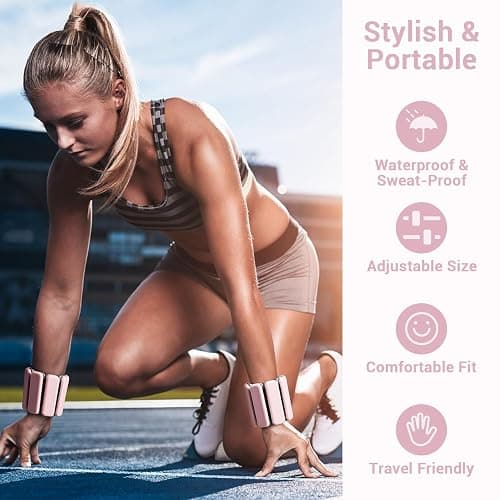 Sportneer Wrist & Ankle Weights for Women Men - 1 Pair (1 lb/2 lb Each) | Adjustable Weighted Bracelet Silicone Bangles for Yoga, Dance, Pilates, Cardio, Aerobics, Gym, Pool Exercises and Jogging thumbnail 5