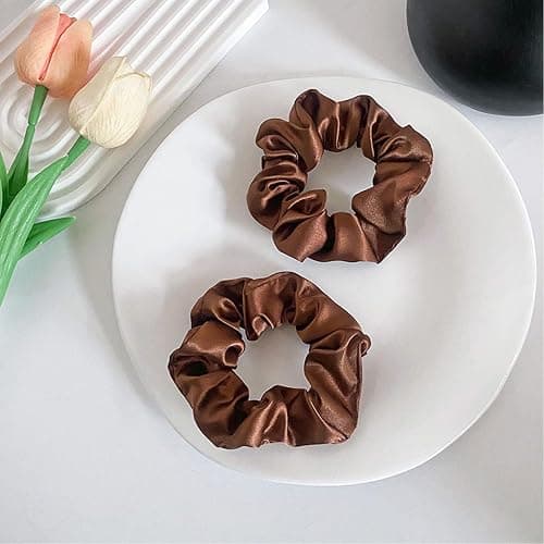 Satin Scrunchies for Women and Girls Satin Hair Ties Scrunchies for Thick Hair or Thin Hair Curl Hair Soft and Durable hair ties no damage (12cm/4.7in) (6 Solids + 4 Leopard)] thumbnail 9