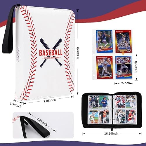 Baseball Card Binder with Sleeves 440 Pockets, Gifts for Baseball Card Collectors, Trading Card Holder Compatible with Topps Card, 55 Sleeves Card Album Card Storage Organizer thumbnail 2