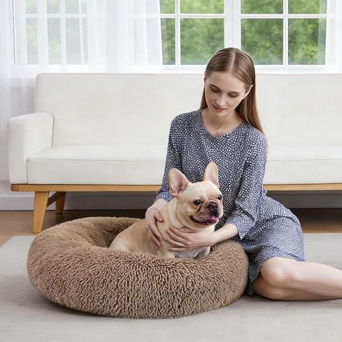 MIXJOY Orthopedic Dog Bed Comfortable Donut Cuddler Round Pet Beds Ultra Soft Washable Dog and Cat Cushion (20''/23''/30'') (23'', Brown) thumbnail 8