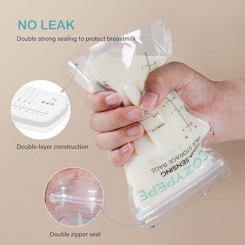 Cozypepe 100 Pcs Breastmilk Storage Bags, 8oz Breast Milk Storing Bag with Pour Spout, Temperature-Sensing Color Change Milk Bag for Convenient Breastfeeding, No Leak Presterilized for Freezer thumbnail 3