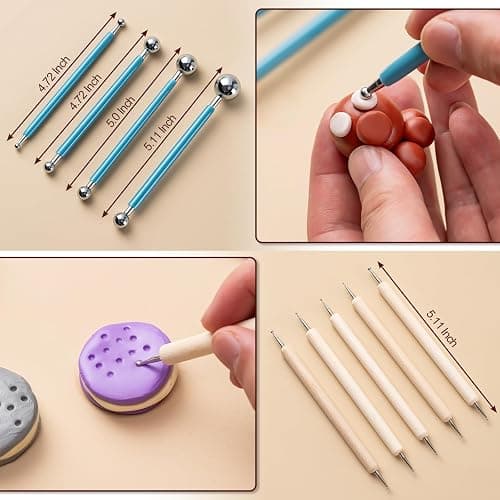 Amrules Clay Tools Kit, 27 PCS Pottery Tools, Practical Polymer Clay Sculpting Tools Kit, Air Dry Clay Tools Set for Adults, Pottery Craft, Dotting, Carving, Drawing, Molding, Modeling, Shaping thumbnail 5