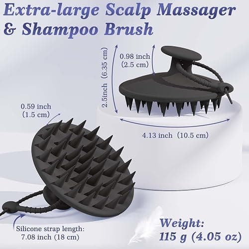 Manmihealth Silicone Back Scrubber & Soft Bath Glove, Silicone Scalp Massager Set 5 PCS, Super-Exfoliating Body Scrubber Shower Brush & Shampoo Brush Combination, with 2 Free Hooks (Style 1 Black) thumbnail 2