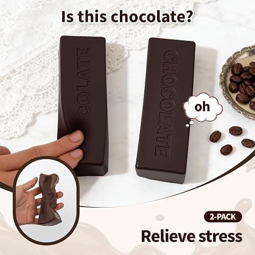 Slow Rising Squishy，Fidget Toys ，Adult Office Stress Relief Products，Stress Balls，Realistic Food Squishies for Adults, Stress Relief & Fidget Toys for ADHD (Dark Chocolate Bar-2Pcs) thumbnail 5