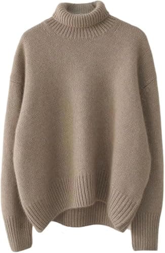 Yancremio Rollkragenpullover für Damen Modischer lässiger lockerer Warmer Strickpullover Eleganter Dicker weicher Rollkragenpullover in Volltonfarbe thumbnail 3