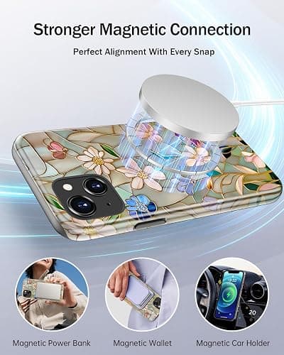 STARVIP for iPhone 15 Case Cute,Aesthetic Vintage Mosaic Stained Glass Shell,Compatible with Magsafe,Trendy Unique Cool Retro Western Protective Slim Silicone Phone Cover for Women Girls thumbnail 3