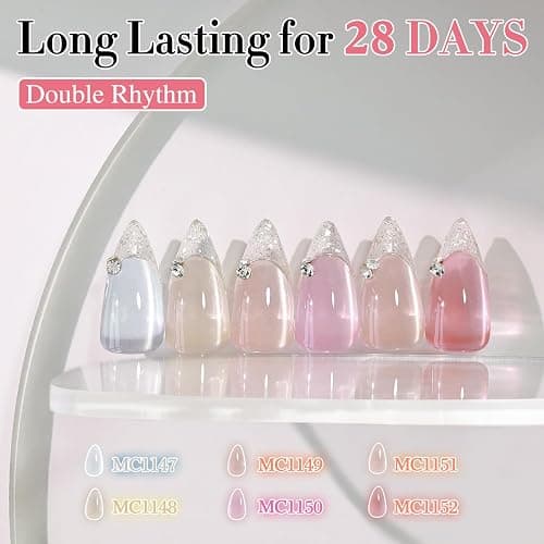 Double Rhythm 6 Colors Cat Eye Gel Polish Set Shimmer Glitter with Magnet Holographic Reflective Magnetic UV Nail Art Kit (6-Kit-46) thumbnail 5