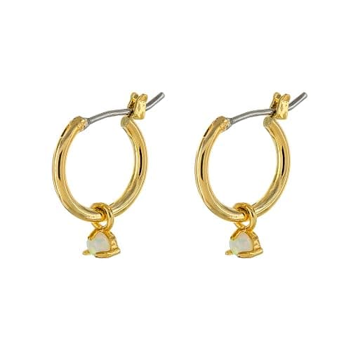 Columbus 14K Gold Plated Charm Huggie Hoop Earrings - Butterfly Earrings - Pearl Drops - Cowry Shell Dangle Earrings Heart Charm Huggies for Women thumbnail 3