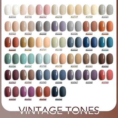 GAOY 42 Pcs Gel Nail Polish Set, 39 Neutral Colors, UV Gel, Vintage Tones | With Base Coat, Glossy & Matte Top Coat, Nude Blue Burgundy Colors, UV/LED Cure Required, DIY Manicure at Home thumbnail 5
