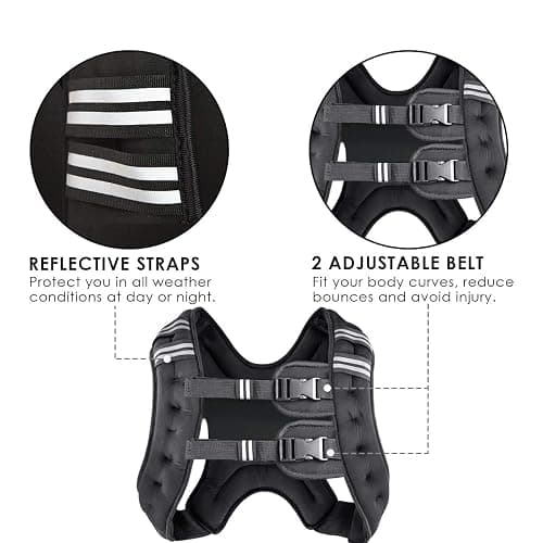 Prodigen Weighted Vest for Women and Men 8 12 16 20 25 30 Lbs with Reflective Stripe and Double Adjustable Buckle Straps Weight Vests for Strength Training, Jogging, Cardio, Weight Loss thumbnail 3